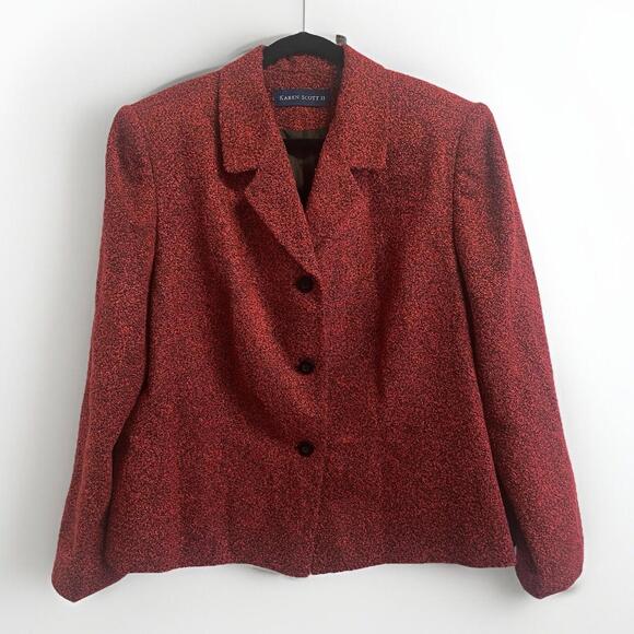 Karen Scott 11 Blazer Coat  Women's 18W Red Lined‎ 3 Button Closure - Picture 1 of 9